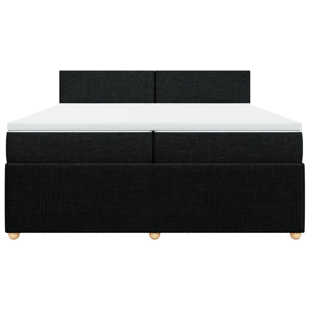 Pat box spring cu saltea, negru, 200x200 cm, textil GartenMobel Dekor
