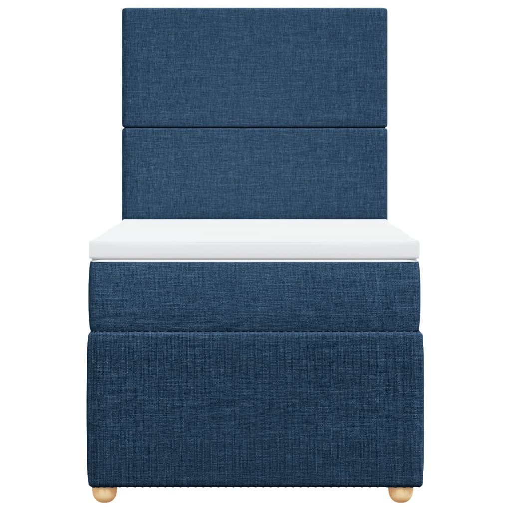 Pat box spring cu saltea, albastru, 100x200 cm, textil GartenMobel Dekor