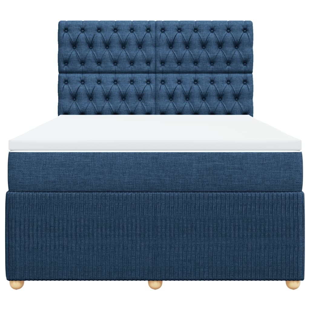 Pat box spring cu saltea, albastru, 140x200 cm, textil GartenMobel Dekor