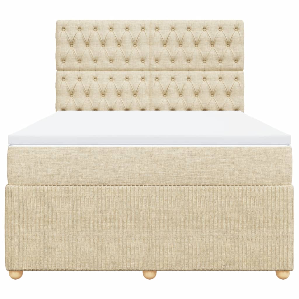 Pat box spring cu saltea, crem, 140x200 cm, textil GartenMobel Dekor