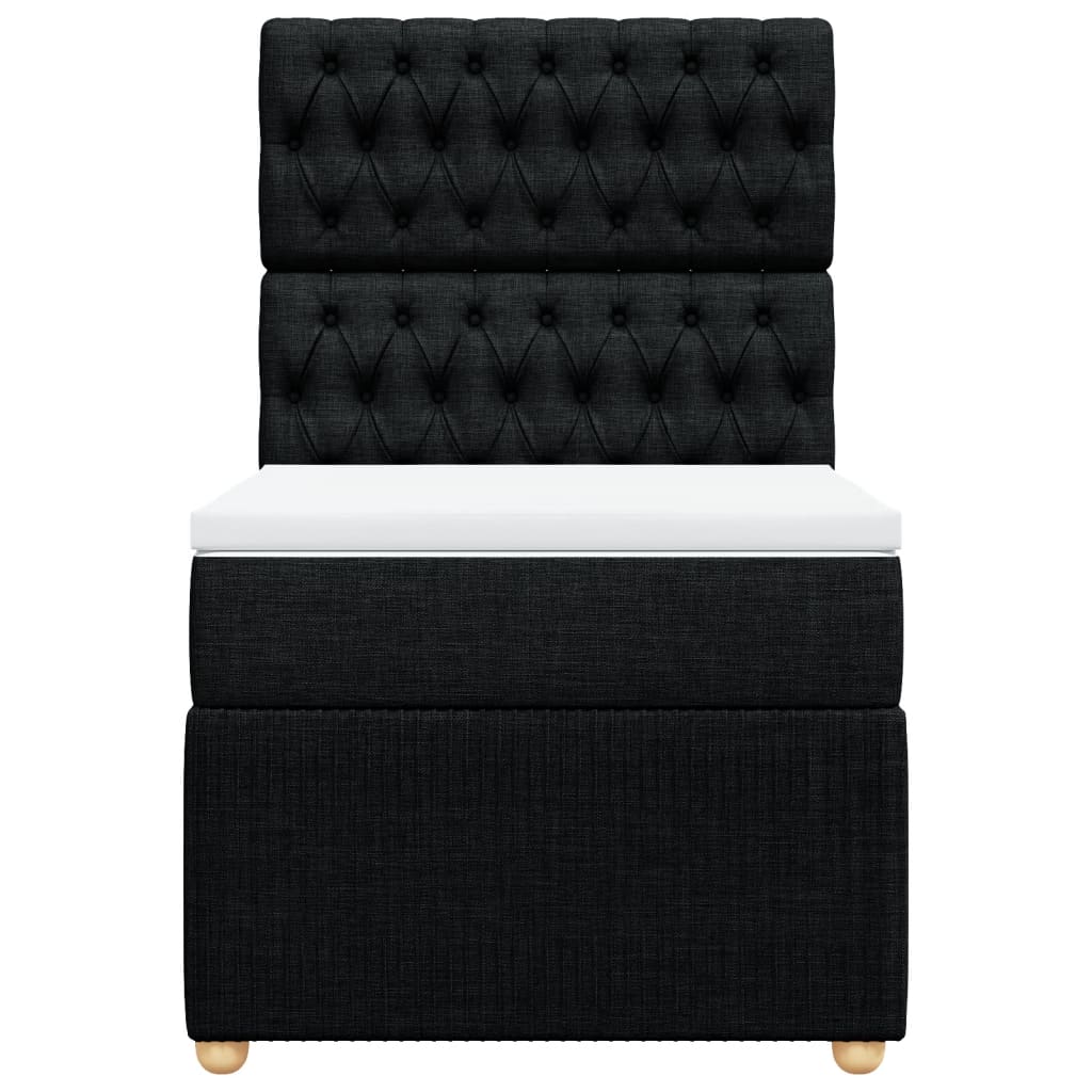 Pat box spring cu saltea, negru, 90x200 cm, textil GartenMobel Dekor