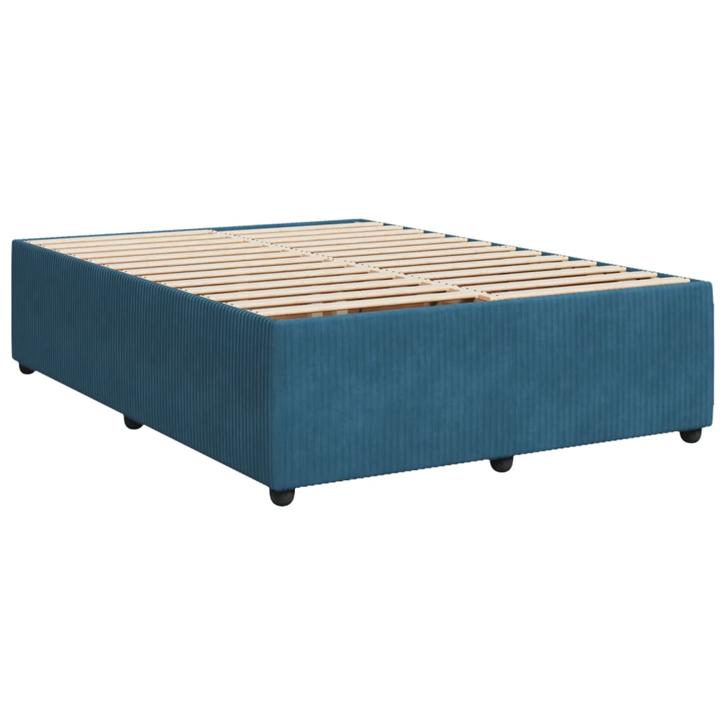 Pat box spring cu saltea, albastru închis, 140x190 cm, catifea GartenMobel Dekor