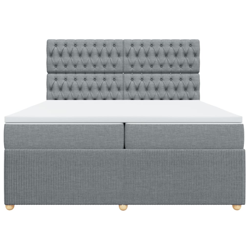 Pat box spring cu saltea, gri deschis, 200x200 cm, textil GartenMobel Dekor