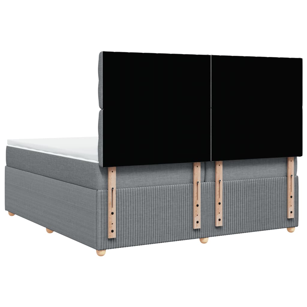 Pat box spring cu saltea, gri deschis, 200x200 cm, textil GartenMobel Dekor