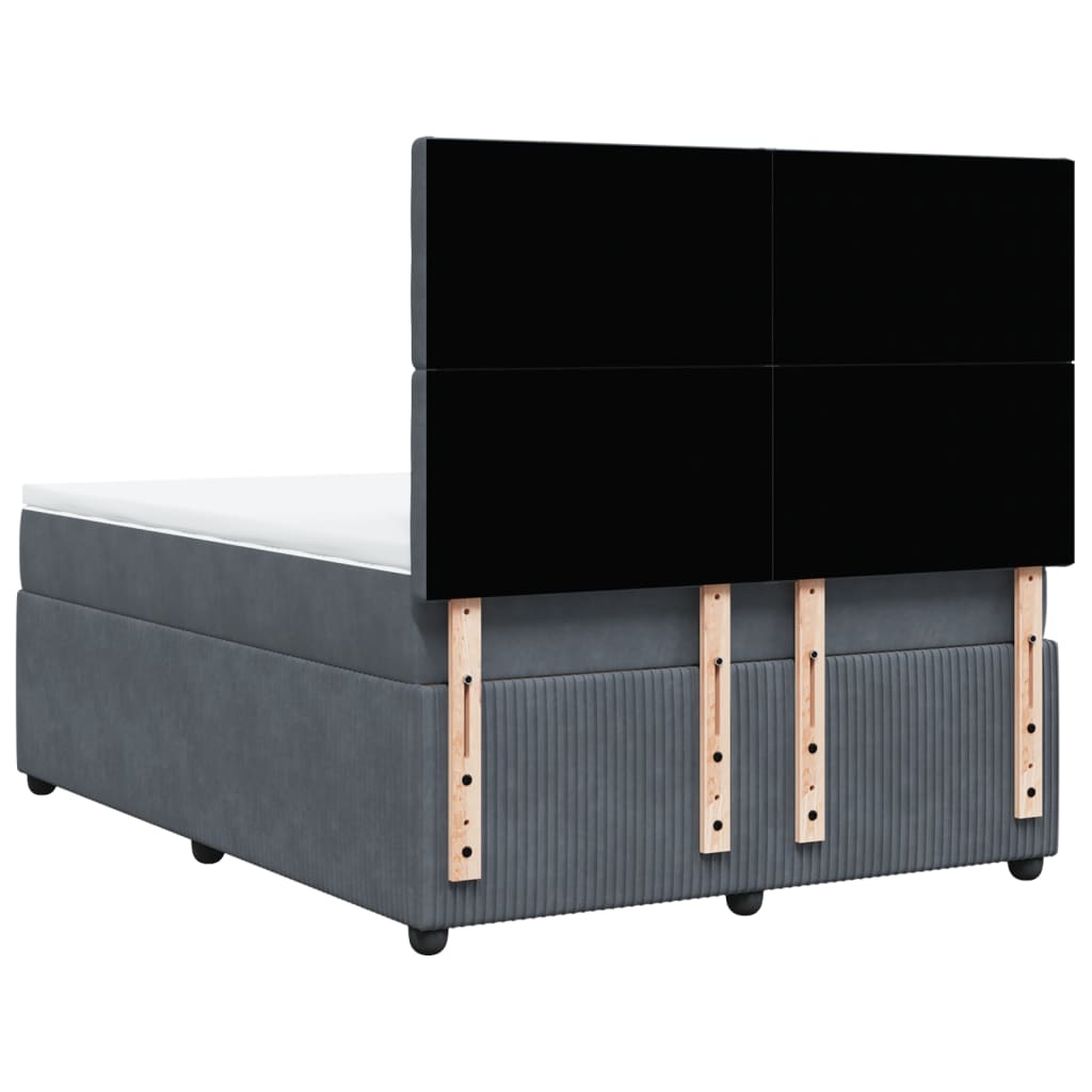 Pat box spring cu saltea, gri închis, 140x190 cm, catifea GartenMobel Dekor