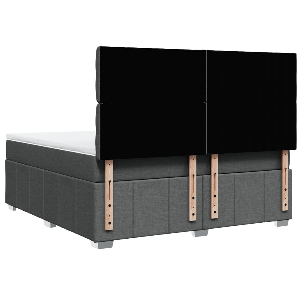 Pat box spring cu saltea, gri închis, 180x200 cm, textil GartenMobel Dekor