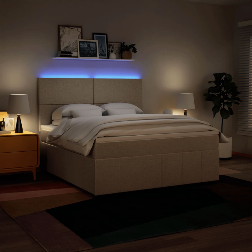 Pat continental cu saltea, crem, 180x200 cm, textil GartenMobel Dekor