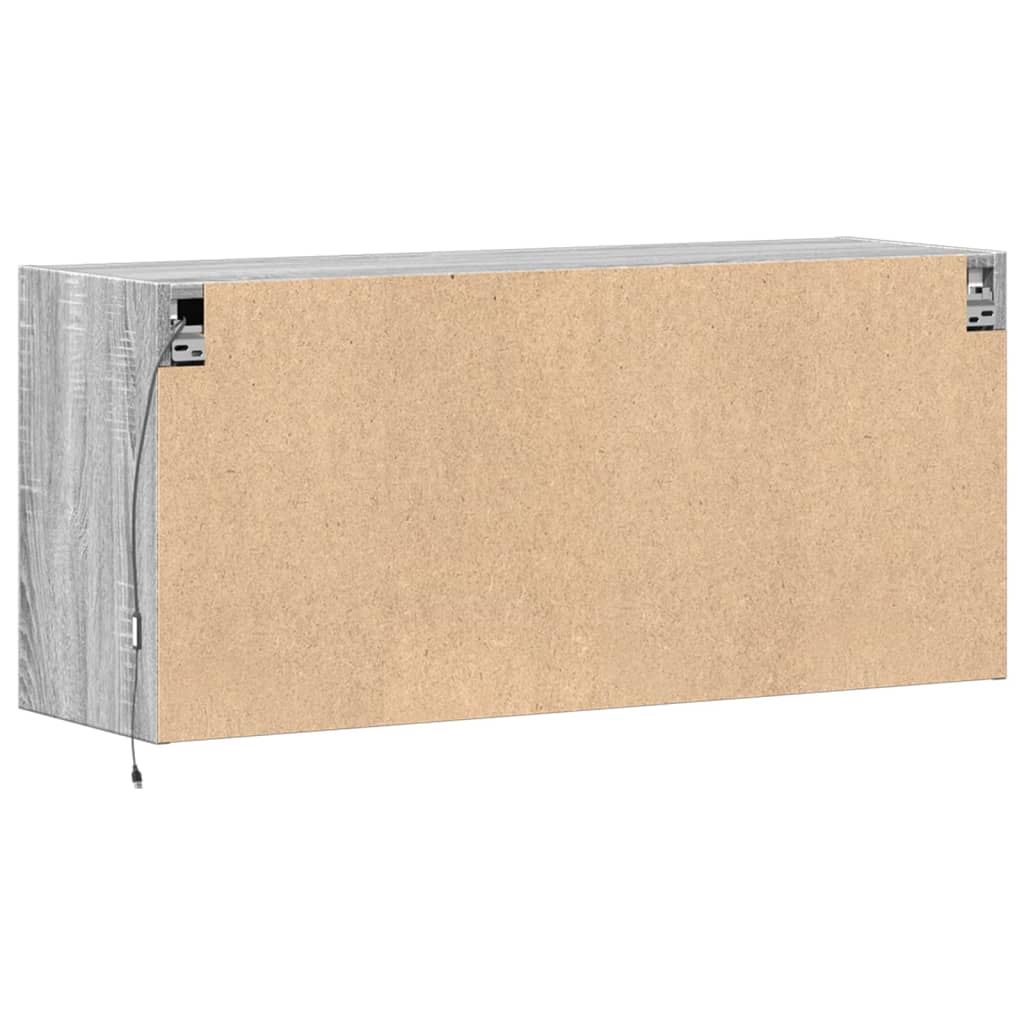 Comodă TV de perete cu lumini LED, gri sonoma, 100x31x45 cm GartenMobel Dekor