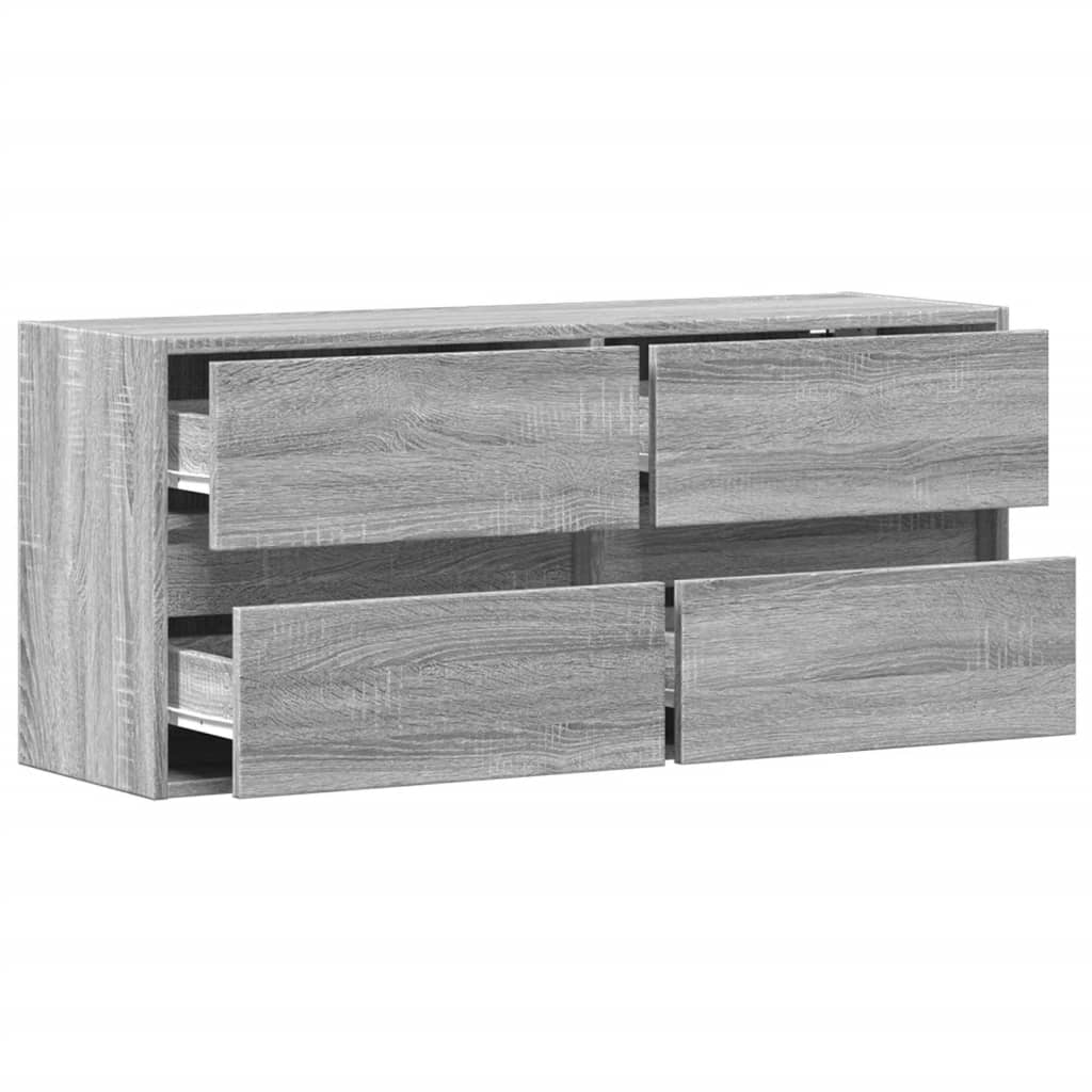 Comodă TV de perete cu lumini LED, gri sonoma, 100x31x45 cm GartenMobel Dekor
