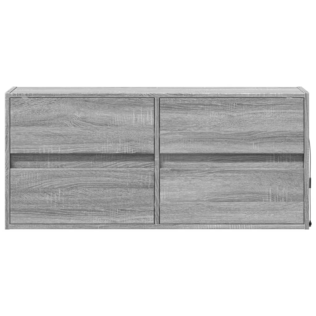 Comodă TV de perete cu lumini LED, gri sonoma, 100x31x45 cm GartenMobel Dekor