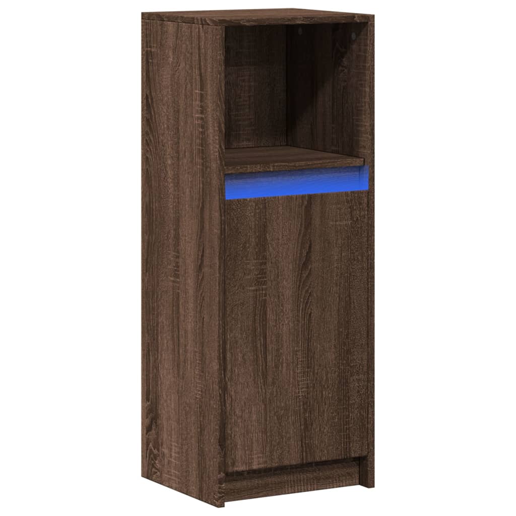 Dulap cu LED, stejar maro, 38x34x100 cm, lemn prelucrat GartenMobel Dekor