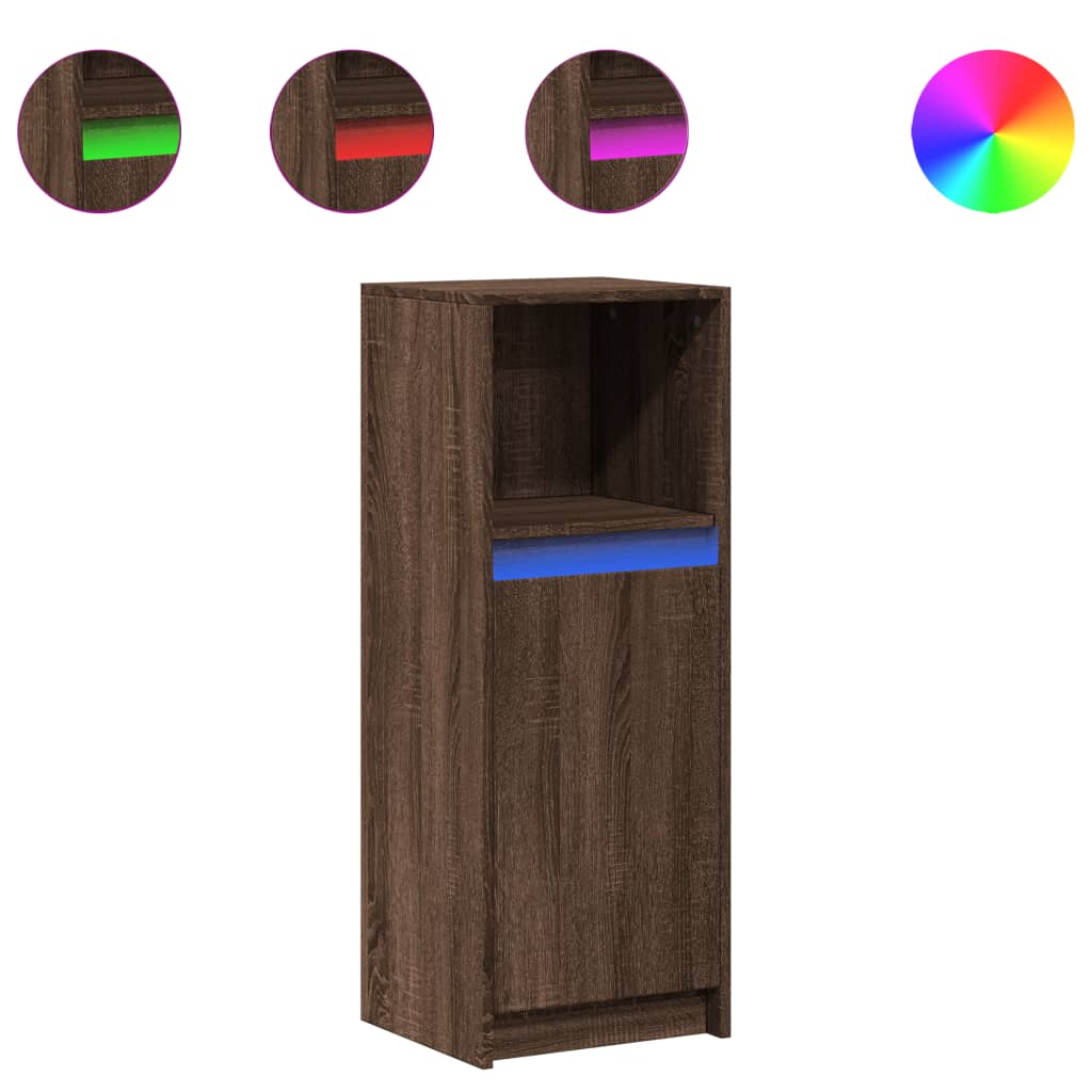 Dulap cu LED, stejar maro, 38x34x100 cm, lemn prelucrat GartenMobel Dekor
