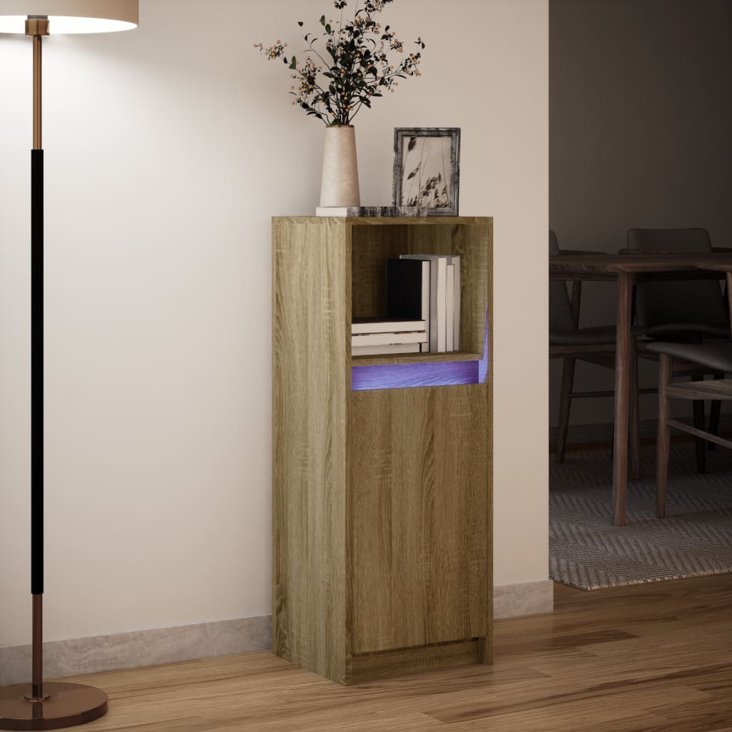 Dulap cu LED, stejar sonoma, 38x34x100 cm, lemn prelucrat GartenMobel Dekor