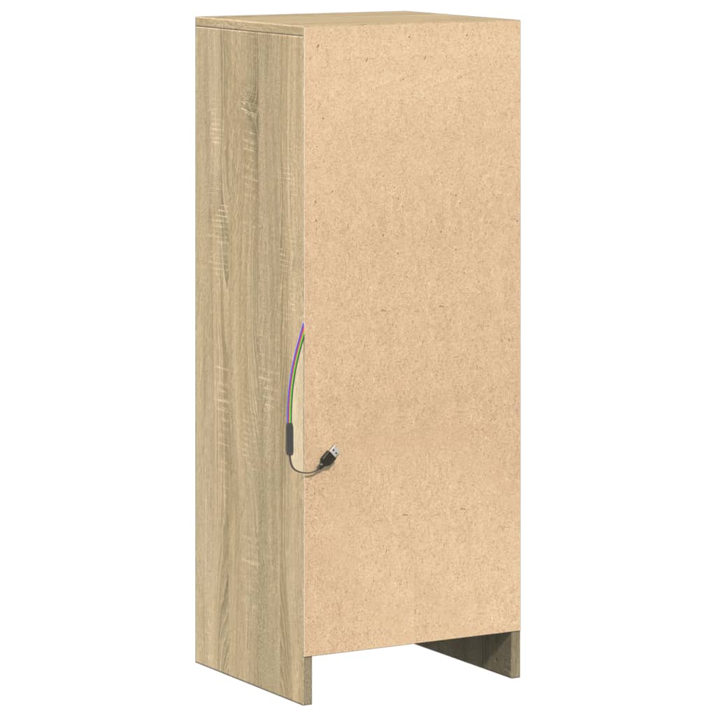 Dulap cu LED, stejar sonoma, 38x34x100 cm, lemn prelucrat GartenMobel Dekor