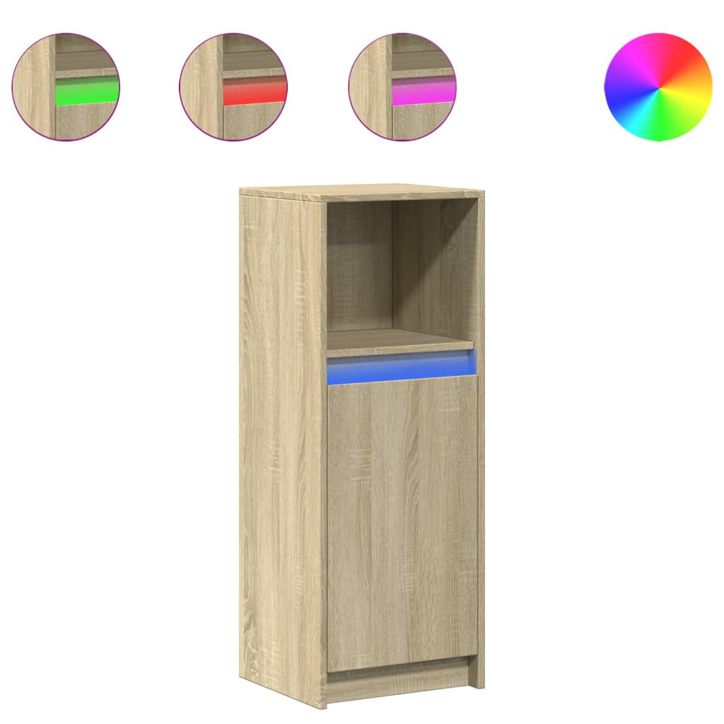 Dulap cu LED, stejar sonoma, 38x34x100 cm, lemn prelucrat GartenMobel Dekor