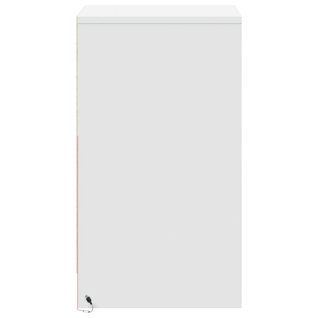 Noptieră cu lumini LED, alb, lemn prelucrat GartenMobel Dekor