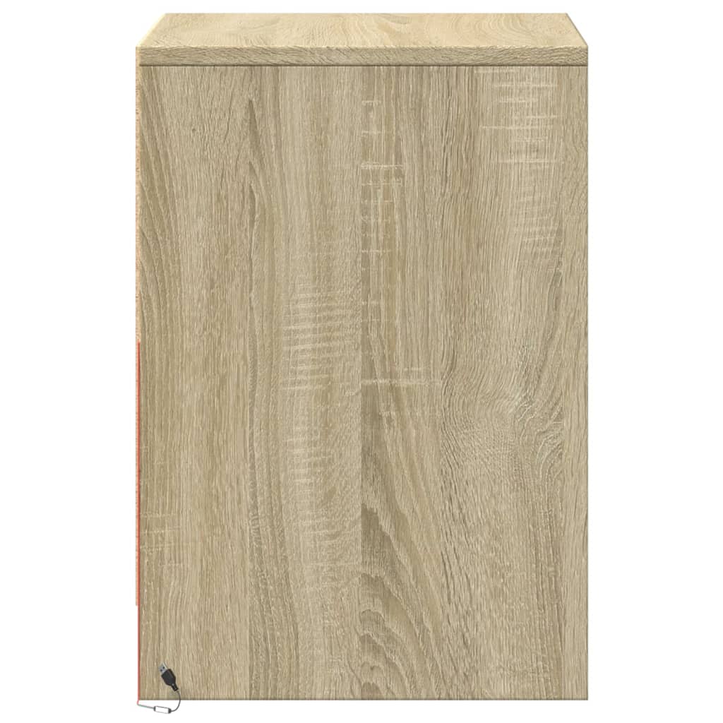 Noptieră cu lumini LED, stejar sonoma, lemn prelucrat GartenMobel Dekor