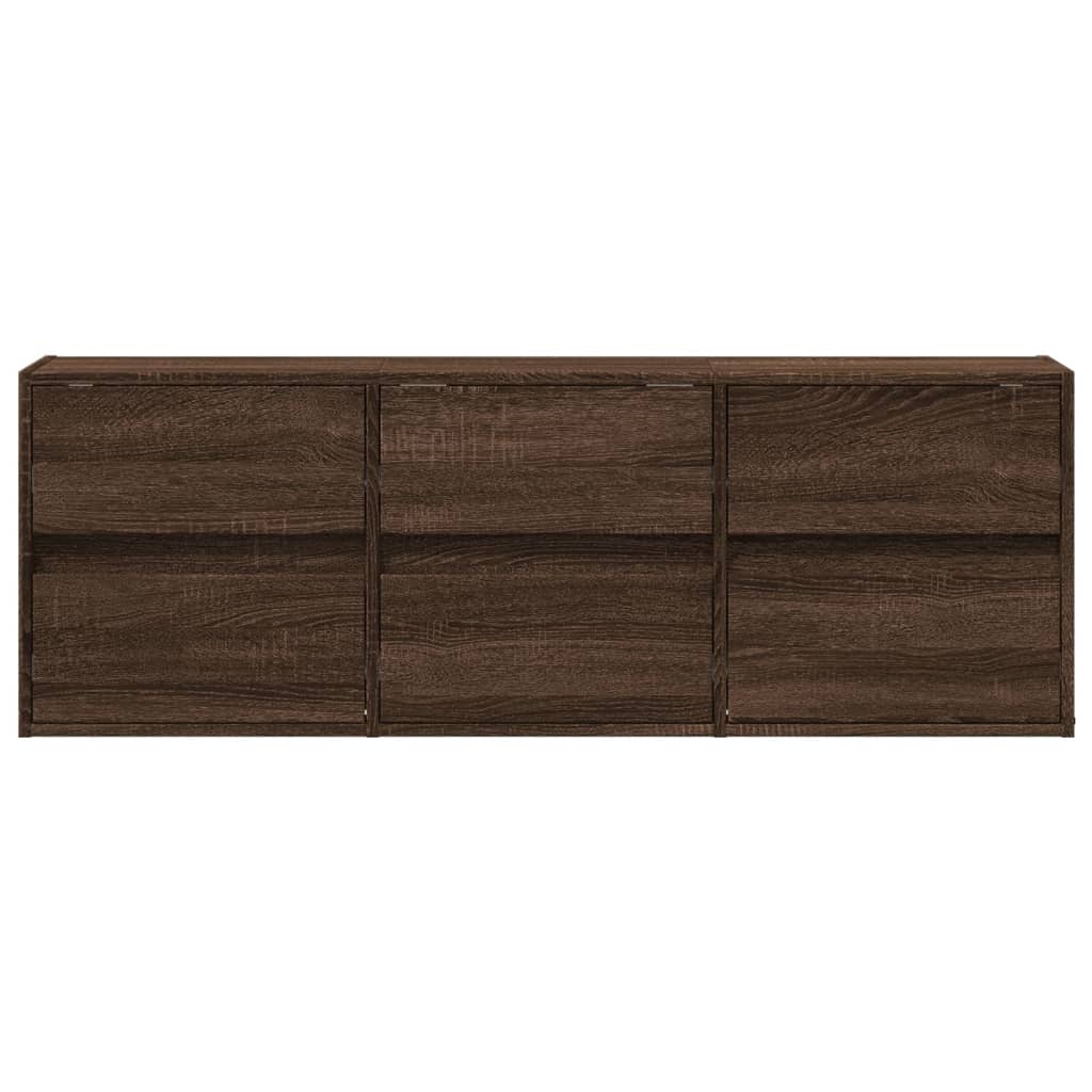 Comodă TV de perete cu lumini LED, stejar maro, 130x31x45 cm GartenMobel Dekor