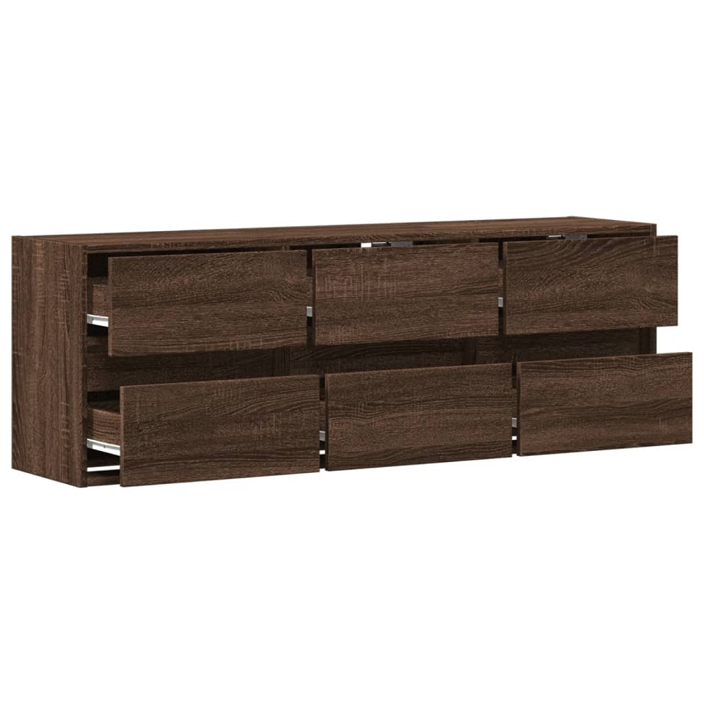 Comodă TV de perete cu lumini LED, stejar maro, 130x31x45 cm GartenMobel Dekor