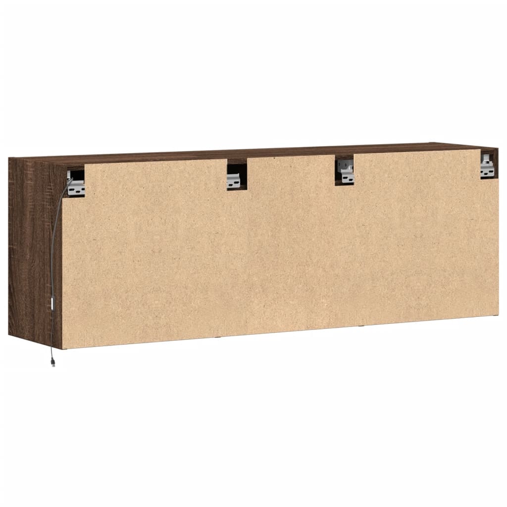 Comodă TV de perete cu lumini LED, stejar maro, 130x31x45 cm GartenMobel Dekor