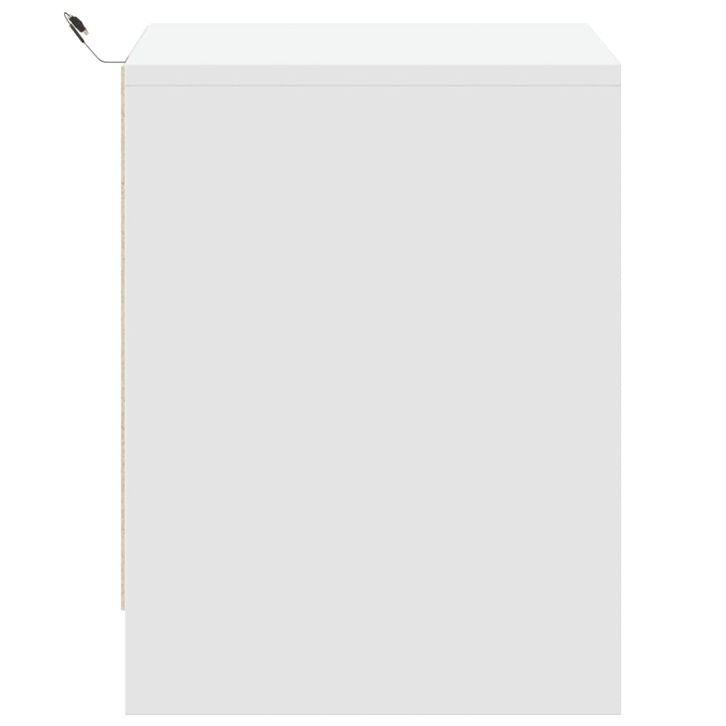 Noptieră cu lumini LED, alb, lemn prelucrat GartenMobel Dekor