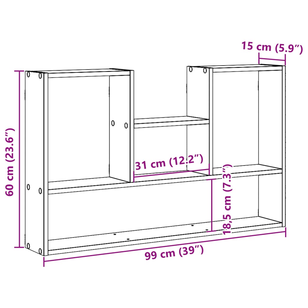 Raft de perete, gri beton, 99x15x60 cm, lemn prelucrat GartenMobel Dekor