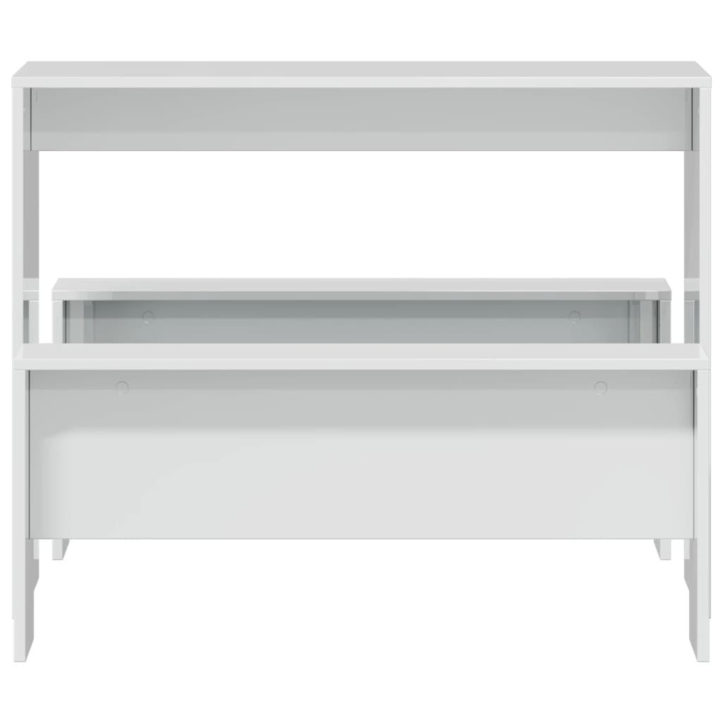 Set masă și bănci de bucătărie, 3 piese, alb, lemn prelucrat GartenMobel Dekor