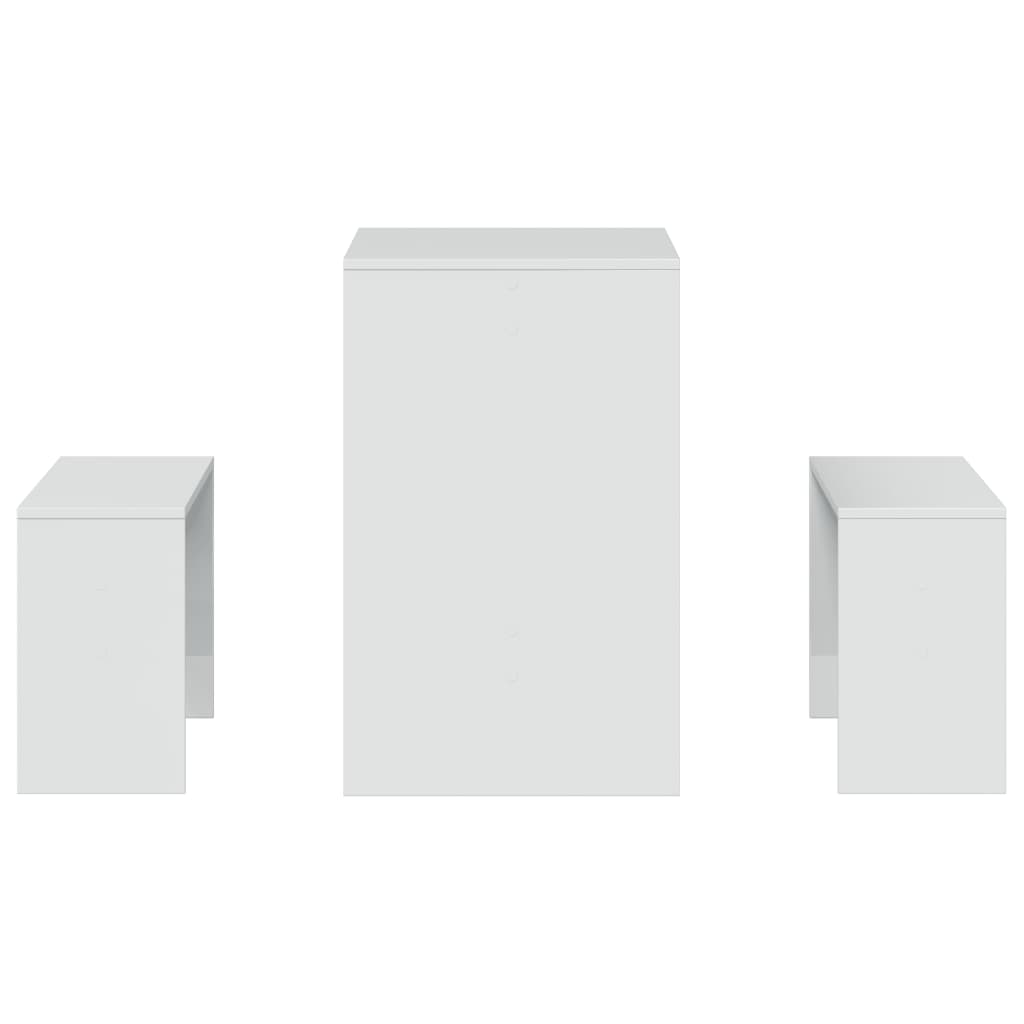 Set masă și bănci de bucătărie, 3 piese, alb, lemn prelucrat GartenMobel Dekor