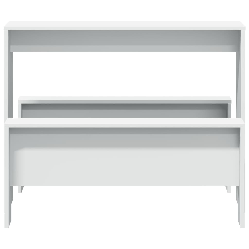 Set masă și bănci de bucătărie, 3 piese, alb, lemn prelucrat GartenMobel Dekor