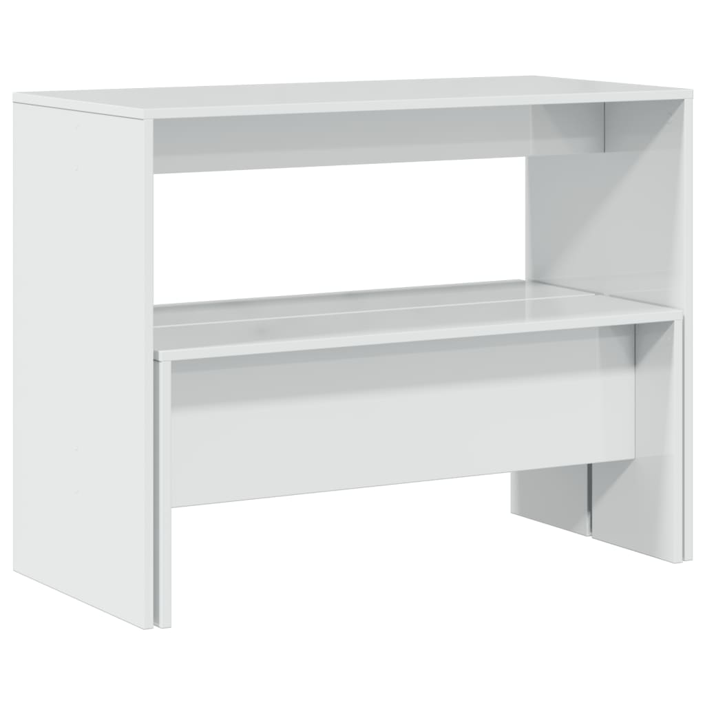 Set masă și bănci de bucătărie, 3 piese, alb, lemn prelucrat GartenMobel Dekor