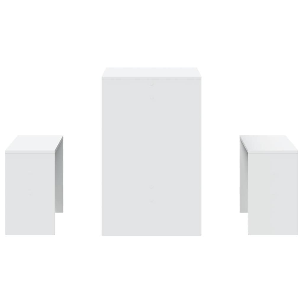 Set masă și bănci de bucătărie, 3 piese, alb, lemn prelucrat GartenMobel Dekor