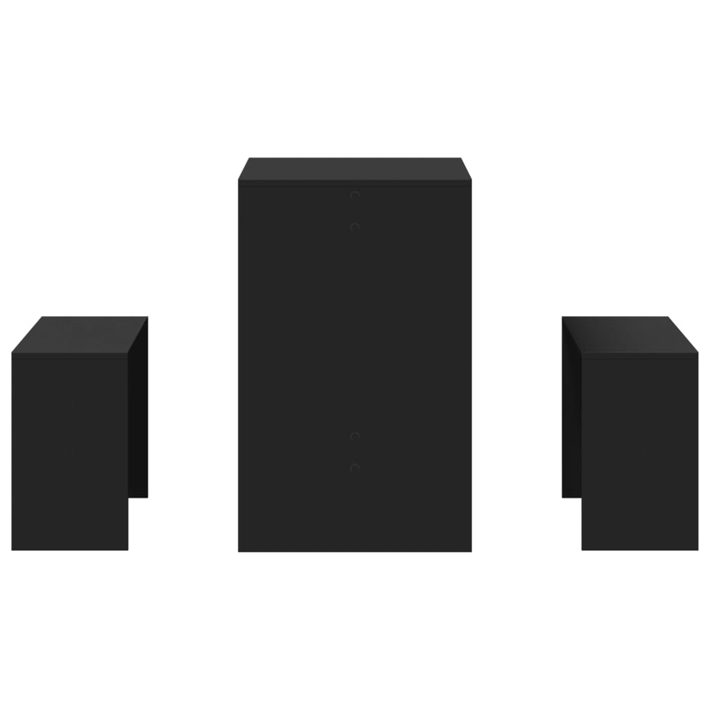 Set masă și bănci de bucătărie, 3 piese, negru, lemn prelucrat GartenMobel Dekor