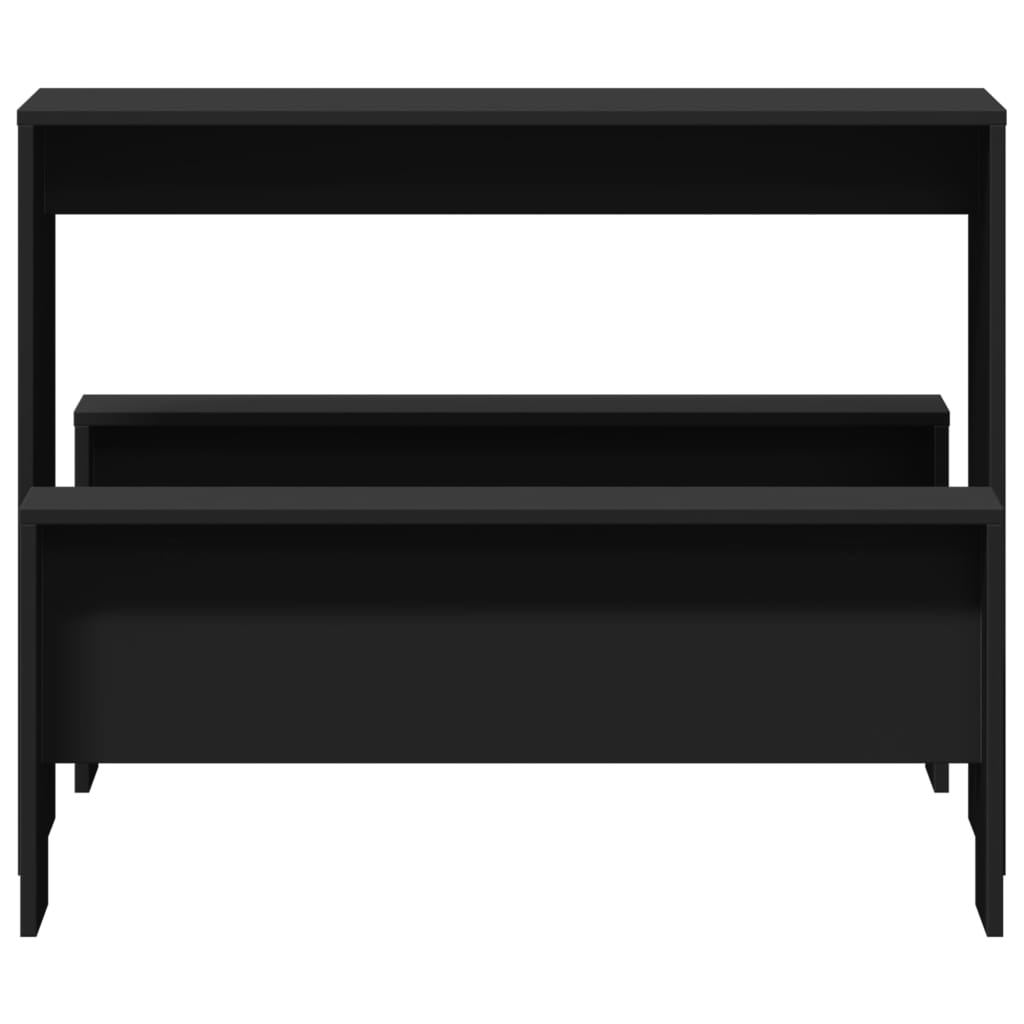 Set masă și bănci de bucătărie, 3 piese, negru, lemn prelucrat GartenMobel Dekor