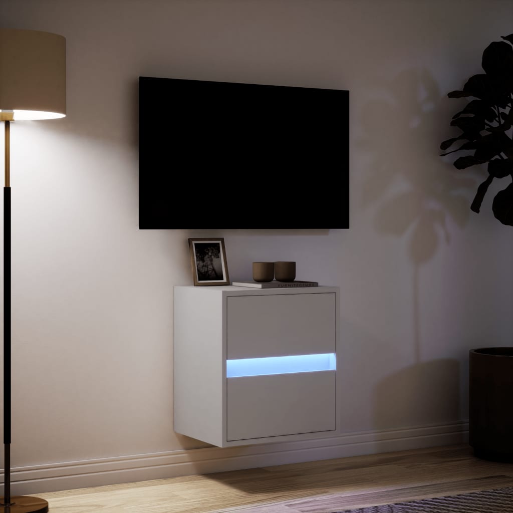 Comodă TV de perete cu lumini LED, alb, 41x31x45 cm GartenMobel Dekor