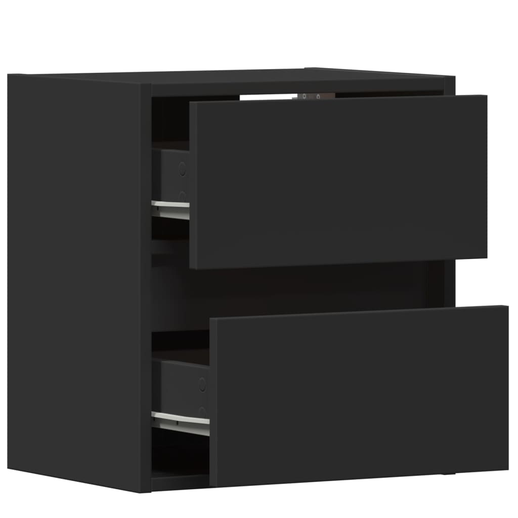 Comode TV de perete cu lumini LED, 2 buc., negru, 41x31x45 cm GartenMobel Dekor