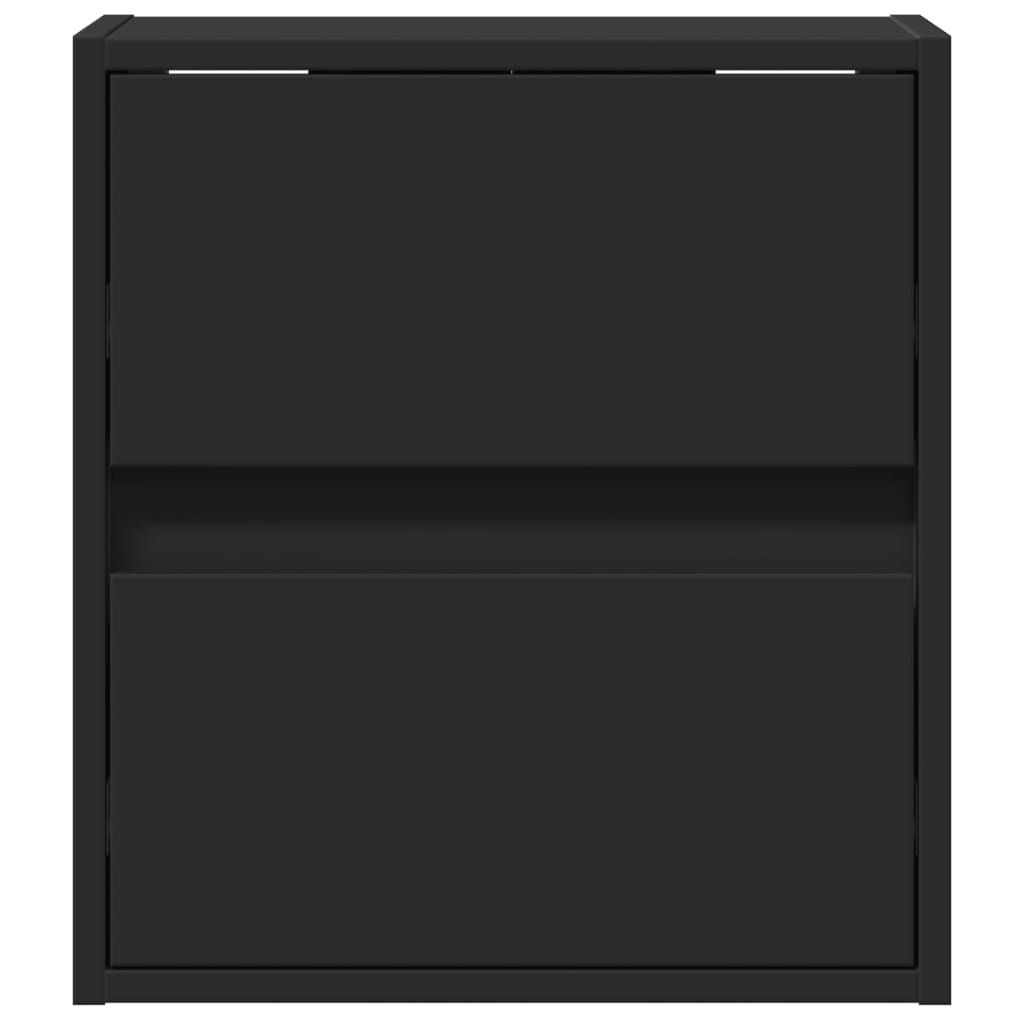 Comode TV de perete cu lumini LED, 2 buc., negru, 41x31x45 cm GartenMobel Dekor