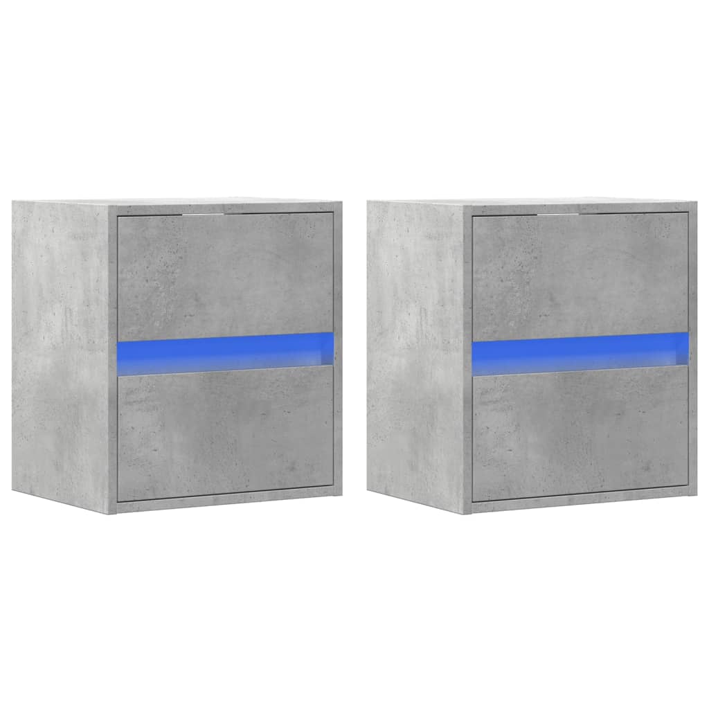 Comode TV de perete cu lumini LED 2 buc. gri beton 41x31x45 cm GartenMobel Dekor
