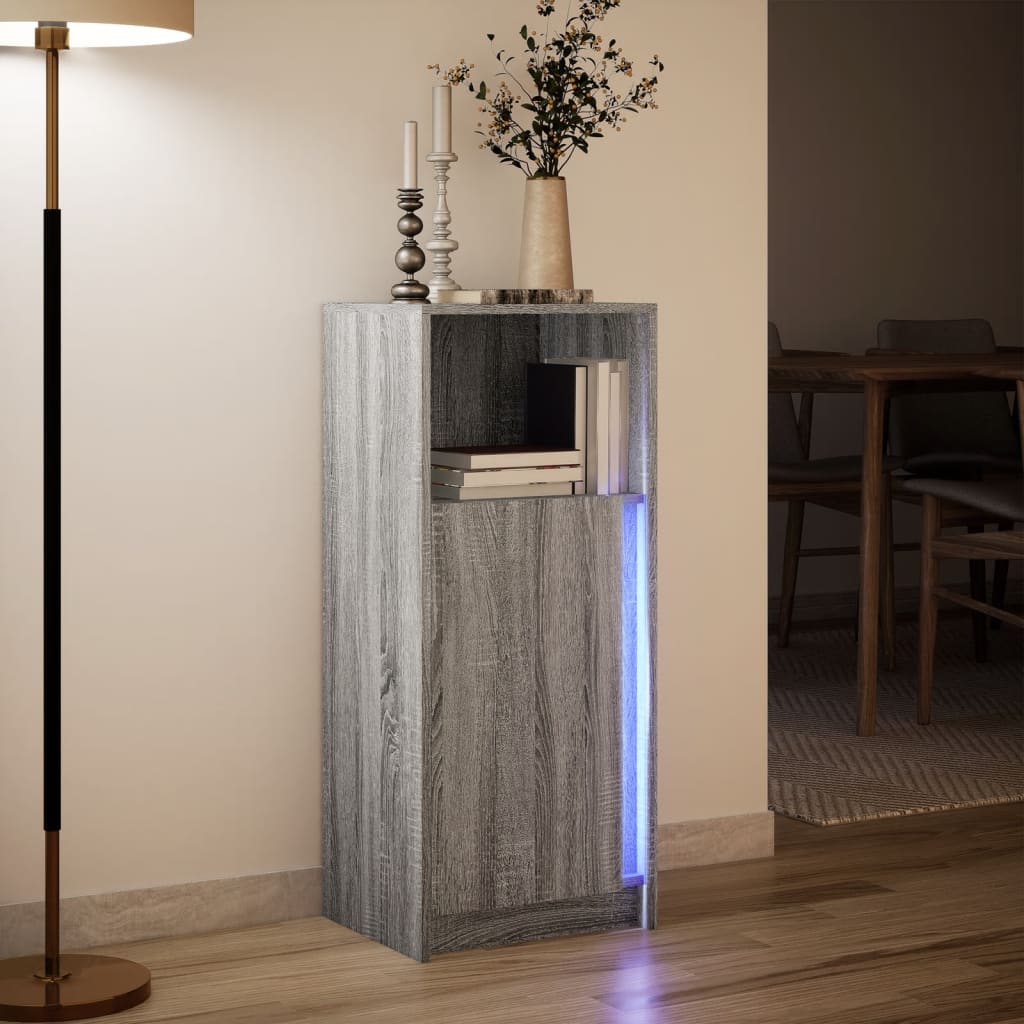 Dulap cu LED, gri sonoma, 42,5x34x100 cm, lemn prelucrat GartenMobel Dekor