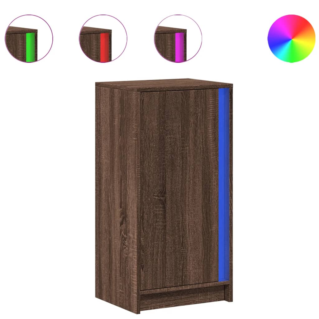 Dulap cu LED, stejar maro, 42,5x34x85 cm, lemn prelucrat GartenMobel Dekor