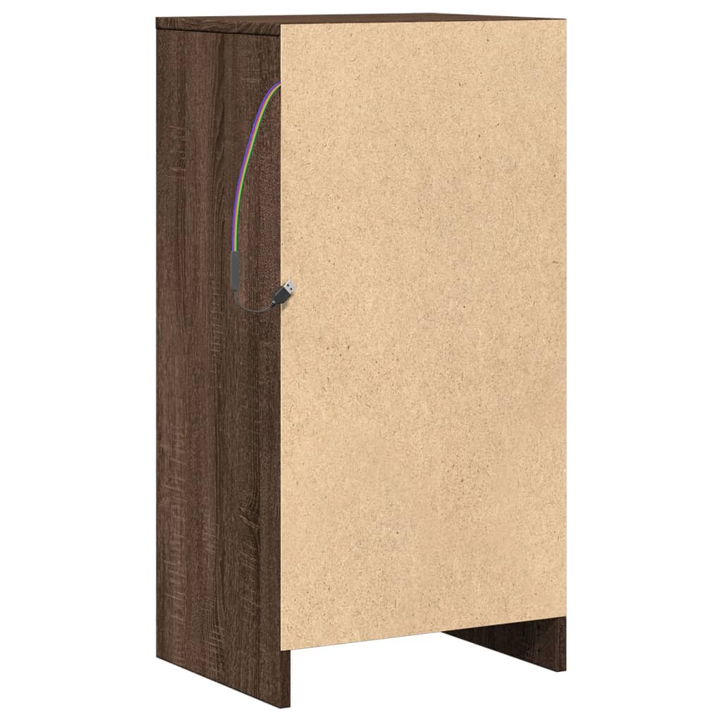 Dulap cu LED, stejar maro, 42,5x34x85 cm, lemn prelucrat GartenMobel Dekor