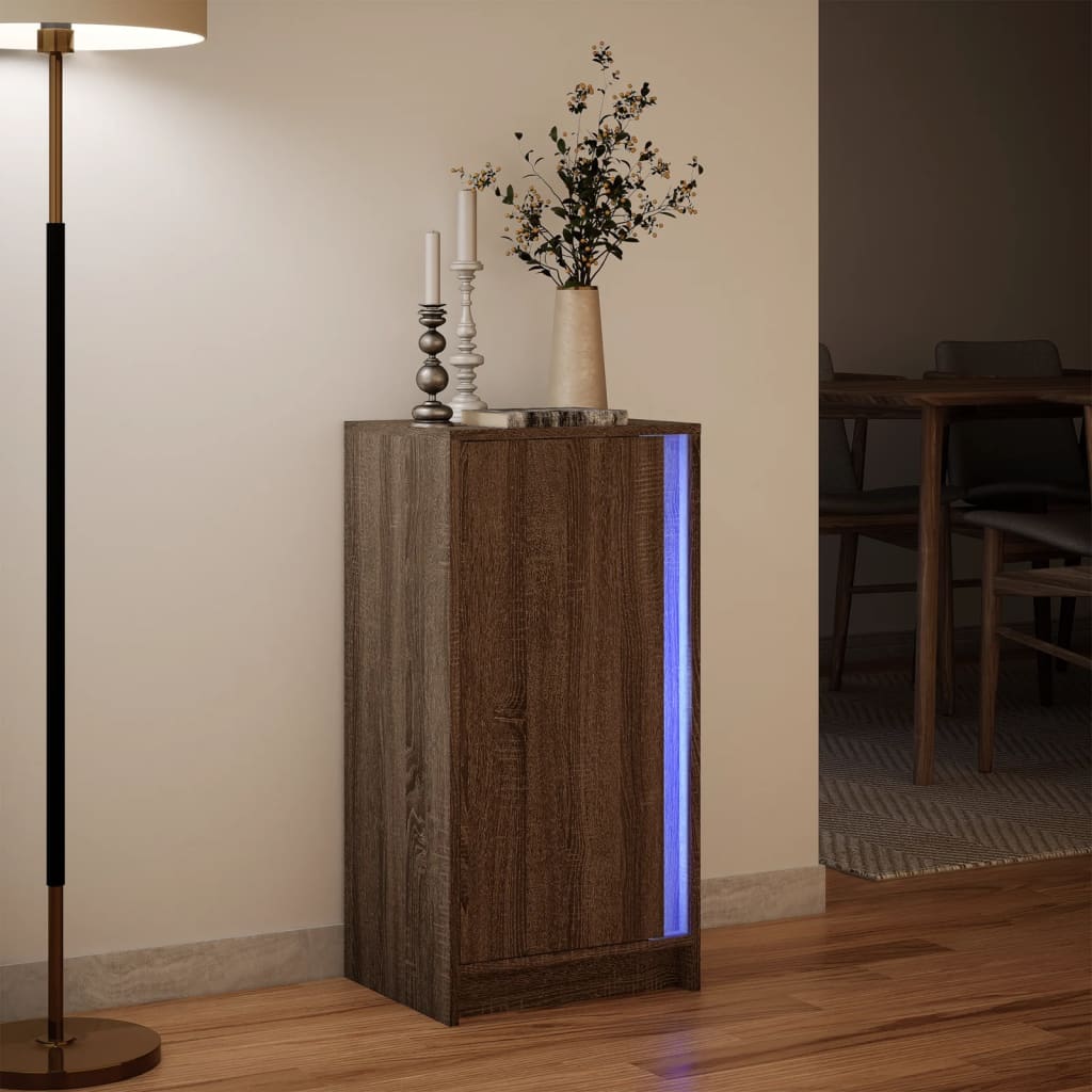 Dulap cu LED, stejar maro, 42,5x34x85 cm, lemn prelucrat GartenMobel Dekor
