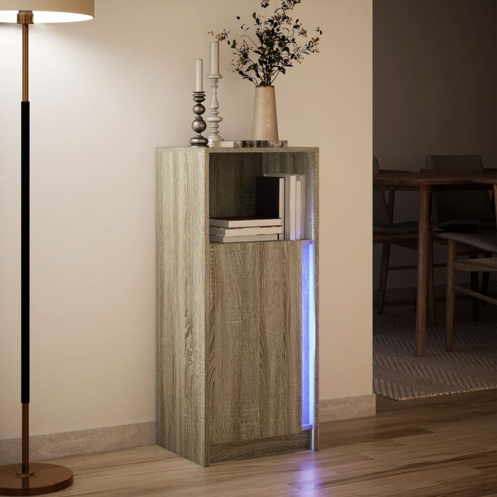 Dulap cu LED, stejar sonoma, 42,5x34x100 cm, lemn prelucrat GartenMobel Dekor