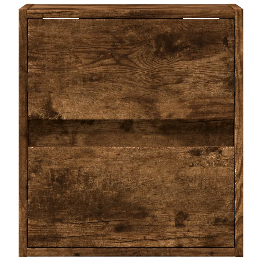 Comodă TV de perete cu lumini LED, stejar fumuriu, 41x31x45 cm GartenMobel Dekor