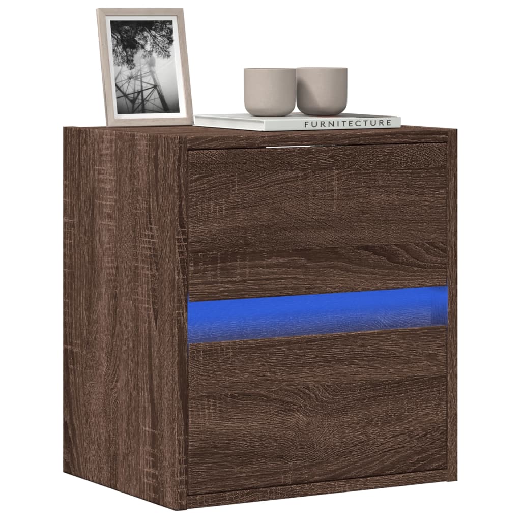 Comodă TV de perete cu lumini LED, stejar maro, 41x31x45 cm GartenMobel Dekor