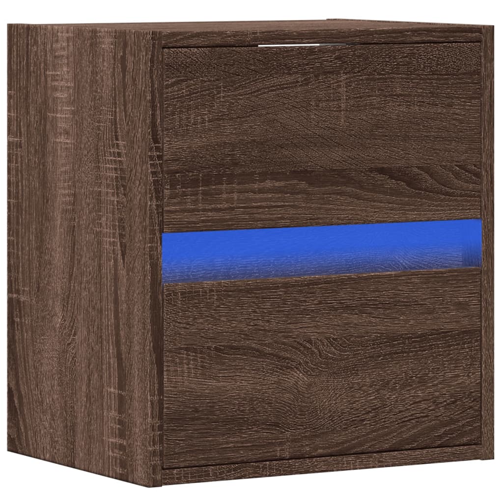Comodă TV de perete cu lumini LED, stejar maro, 41x31x45 cm GartenMobel Dekor