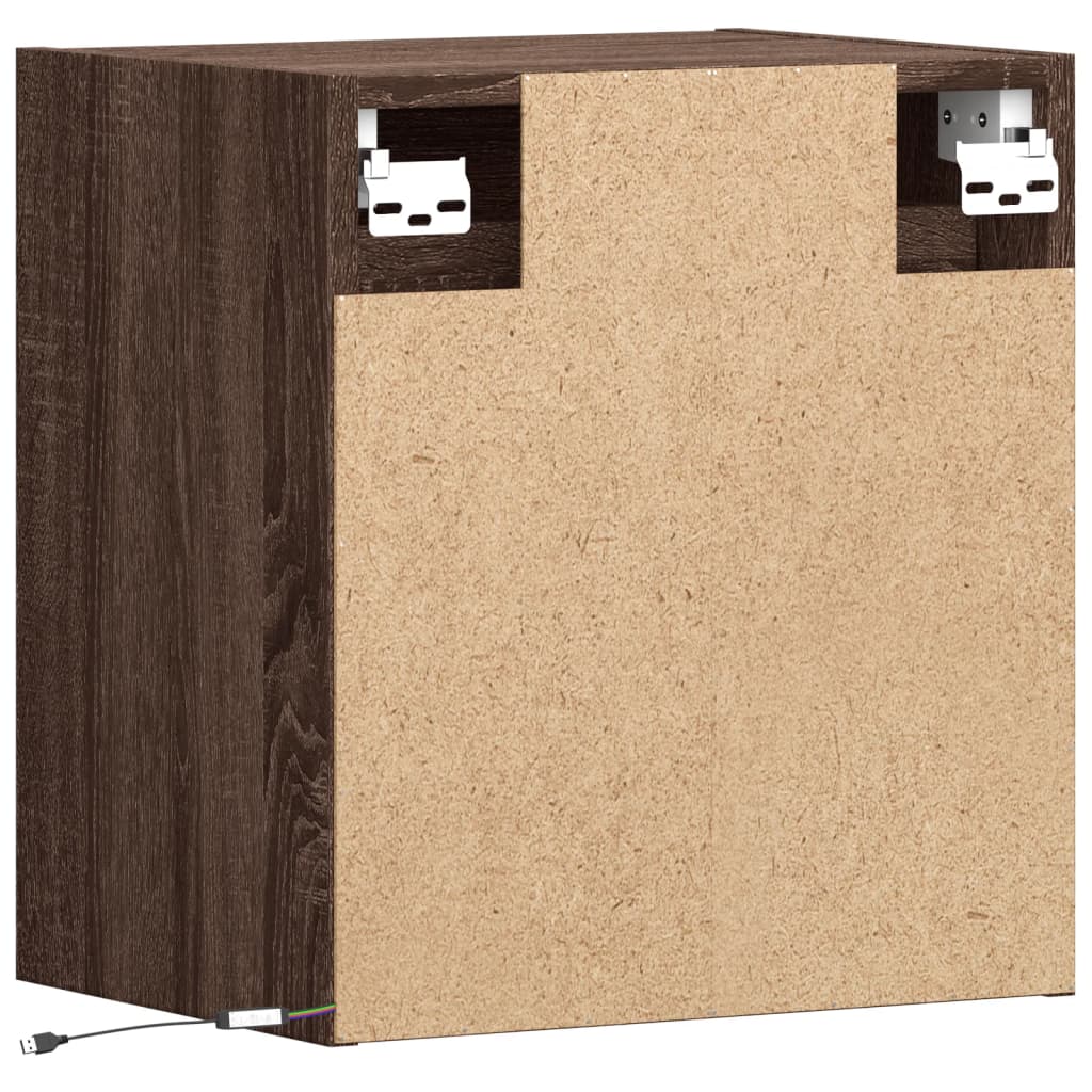 Comodă TV de perete cu lumini LED, stejar maro, 41x31x45 cm GartenMobel Dekor