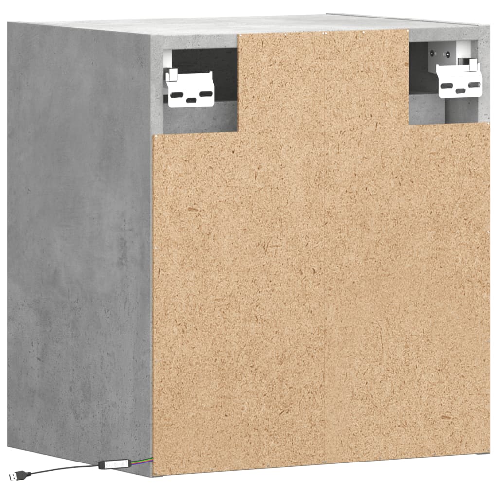 Comode TV de perete cu lumini LED 2 buc. gri beton 41x31x45 cm GartenMobel Dekor