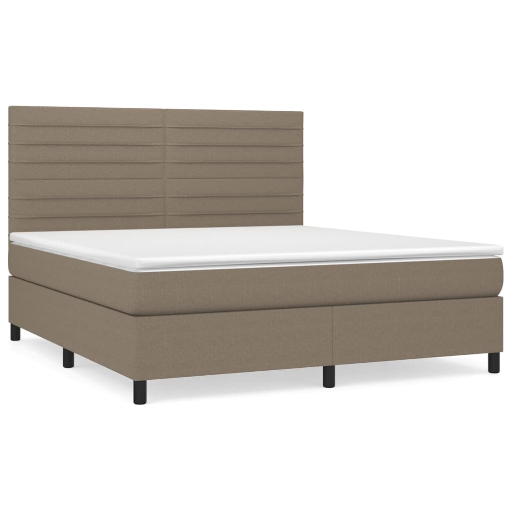 Pat box spring cu saltea, gri taupe, 160x200 cm material textil GartenMobel Dekor