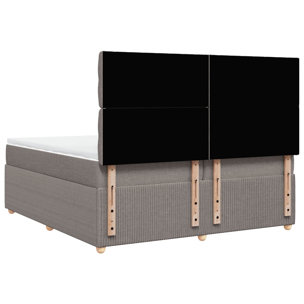 Pat box spring cu saltea, gri taupe, 200x200 cm, textil GartenMobel Dekor