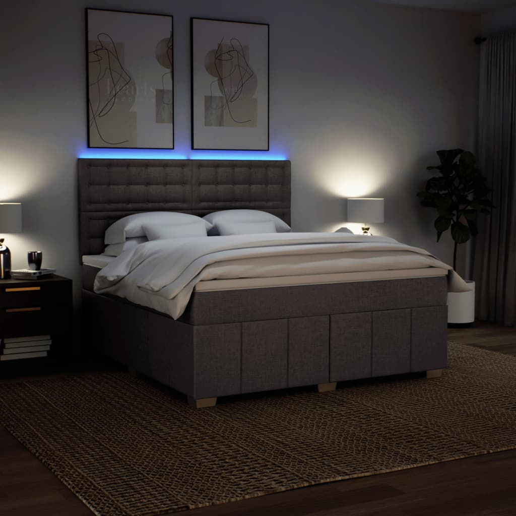 Pat continental cu saltea, gri taupe, 180x200 cm, textil GartenMobel Dekor